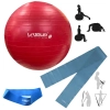 Kit Bola Su��a 45cm Pilates Yoga Treino Funcional + Faixa El�stica Forte + Mini Band Forte Azul
