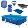 Kit Piscina 3700 Litros Estrutural em Ao + Flutuador + Filtro 110v Bel + Peneira + Capa e Forro