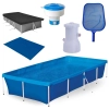 Kit Piscina 3000 Litros Estrutural Mor + Capa e Forro + Bomba Filtrante 110v + Peneira + Flutuador