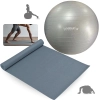 Kit Bola Anti Estouro Pilates Cinza 85cm+ Bomba Inflar+ Colchonete 1,73m Academia Exerc�cios Treino