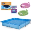 Kit Piscina 1500 Litros + Capa e Forro Mor + 2 Botes Inflvel Verde e Rosa