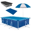 Kit Piscina 6200 Litros Premium + Capa + Forro + Guarda Sol Azul e Branco 1,50 M