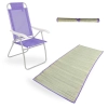 Kit Cadeira Prosa 4 Posi��es Alta Alum�nio + Esteira de Praia Roxa em Palha