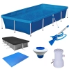 Kit Piscina 3000 Litros + Aspirador + Capa e Forro + Flutuador + Bomba Filtrante 110v