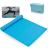Kit Colchonete Tapete Yoga 1,73m + Bloco de Apoio para Pilates em Eva Azul Exercicios Treino