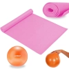 Kit Colchonete Tapete Eva 1,73 M Rosa + Bola Overball 25cm Yoga Pilates e Gin�stica