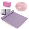 Kit Colchonete Lilas 1,73 M + Bloco de Apoio para Yoga + Bola Pilates Donut Exerccios Yoga