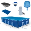 Kit Piscina 10.000 Litros Premium + Capa + Forro + Filtro 220v 3600 L/H + Peneira + Flutuador