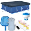 Piscina 5000 Litros + Capa + Forro + Filtro 220v 2.200 L/H Mor + Cloro + Peneira + Flutuador