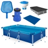 Kit Piscina 3700 Litros em Ao + Capa + Forro + Filtro 110v 3028 L/H + Peneira Netuno + Flutuador