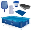 Kit Piscina 3700 Lts em A�o + Filtro 110v 2.200 L/H Mor + Peneira + Flutuador + Forro e Capa