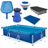 Kit Piscina 3700 Litros em Ao + Flutuador + Bomba Filtrante 110v 3.028 L/H + Peneira + Capa + Forro