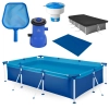 Kit Piscina 3700 Litros em Ao + Capa, Forro + Filtro 110v Bel 3.028 L/H + Peneira + Flutuador