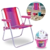 Kit Cadeira de Praia Infantil Rosa + Baldinho de Praia com 8 Pe�as em Cores Sortidas