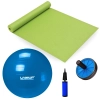 Kit Bola Suiça 65cm+ Mini Bomba + Roda Abdominal + Colchonete Pilates e Exercício