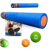 Kit Rolo Exercícios Alongamento 90cm + 2 Mini Bolas de Peso 1kg e 2kg para Fisioterapia