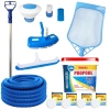 Kit Limpeza de Piscina 14 Itens Haste, Peneira, Aspirador, Mangueira 10m, Balde de Cloro e Acessrios