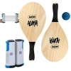 Kit Jogo Frescobol em Madeira com Bolinha Modelo Aloha + Rede Retratil com At 1,60m Ajustvel
