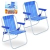 Kit 2 Cadeiras de Praia Infantil em Aluminio Azul Dobravel Bel