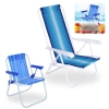 Kit Cadeira de Praia Infantil Alumnio Azul + Cadeira de Praia Adulto 4 Posies em Ao Colorida
