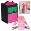 Kit Bolsa Trmica Porttil de 5 Litros Colorida + Garrafa Trmica Infantil Rosa 500 Ml Inox com Ala