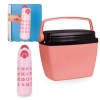Kit Garrafa Trmica 480ml Rosa Ao Inox Ala e Canudo Kids + Caixa Trmica 6 Litros Pequena Rosa