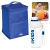 Kit Bolsa Trmica Porttil de 5 Litros Colorida + Garrafa Infantil Squeeze 660ml Azul com Canudo e Ala