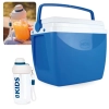 Kit Garrafa Infantil 660ml Azul Squeeze Ala e Canudo + Caixa Trmica 18 Litros Azul