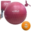 Kit Bola Suia 65cm de Pilates Textura Cravo Massage Ball + Mini Bomba + Mini Bola de Peso 1kg