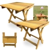 Kit 2 Mesas Dobraveis de Madeira Baixas Rustica Artesanal para Camping, Pesca e Jardim