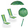 Kit 2 Cadeiras de Praia 4 Posi��es em A�o + Guarda Sol 1,30m + Saca Areia Colorido
