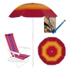 Kit Cadeira de Praia 4 Posies Ao + Guarda-sol Fashion Fps 70 1,50 M + Saca Areia Colorido Pesca