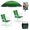 Kit 2 Cadeiras de Praia em Alum�nio + Guarda Sol 1,50 M + Saca Areia + Caixa T�rmica 18 Lts Pescaria