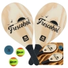 Kit Jogo Frescobol em Madeira Bel + Bolinha Borracha + 2 Bolinhas Beach Tennis