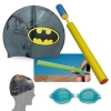 Kit Touca Infantil Personagem Batman + Oculos de Natao + Lana gua 60 Cm Colorido