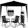 Kit Tenda Articulada 3x3 M + 2 Cadeiras Pretas + Caixa Termica 34 L + Carrinho com Avano