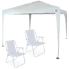 Kit Tenda Articulada Sanfonada 3x3 M Branca + 2 Cadeiras Brancas para Casa Jardim e Varanda