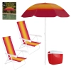 Kit 2 Cadeiras de Praia 4 Pos Ao + Caixa Trmica 18 L + Guarda Sol Colorido 1,50 M Piscina Parque