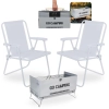 Kit 2 Cadeiras Dobr�veis Brancas At� 110 Kg + Churrasqueira Port�til To Go com Al�a Vira Maleta a Carv�o