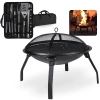 Kit Porttil em Inox 16 Peas Premium Completo com Estojo + Churrasqueira Lareira Brasa Porttil a Carvo