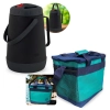 Kit Garrafa Termica 2,5 Lts com Bico Flip Camp Preta + Bolsa Termica Aruba 13,5 Lts Colorida com Ala