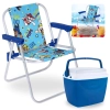 Kit Cadeira de Praia Infantil Azul Patrulha Canina + Caixa Termica Azul Pequena 6 L para Passeios Parque