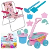 Kit Cadeira de Praia Infantil Rosa Patrulha Canina + Baldinho, Pazinha, Rastelo Brinquedos de Areia