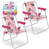 Kit 2 Cadeiras de Praia Infantil da Patrulha Canina Rosa em Aluminio Dobravel Bel