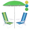 Kit 2 Cadeiras de Praia 4 Pos� em A�o + Guarda Sol Al-mare Neon 1,60m em Aluminio Colorido