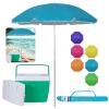 Kit Caixa Termica 36l Verde Hortel� + Guarda Sol 1,60m Aluminio Colorido Al-mare Neon Passeio Parque e Praia