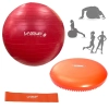 Kit Bola Premium Pilates Vermelha 45 Cm + Disco de Equilbrio + Faixa Elastica Leve + Bomba Inflar