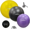Kit Bolas Pilates Roxa 55 Cm + Preta 65 Cm + Amarela 75 Cm + Overball Preta 25cm + Bomba Inflar Yoga