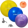 Bola Premium Yoga Roxa 55cm + Azul 65cm+ Amarela 75cm+ Overball Laranja 25cm + Bomba Inflar Academia