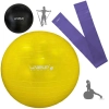 Kit Bola Premium Pilates Amarela 75cm + Overball Preta 25cm+ Faixa El�stica Media+ Bomba Inflar Yoga